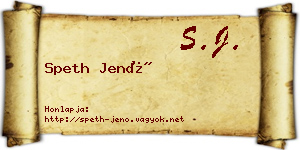 Speth Jenő névjegykártya
